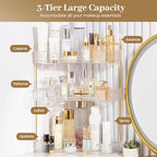 Aveniee Corner Bathroom Counter Organizer, Bathroom Countertop Shelf Makeup Storage, Clear Perfume Tray Holder (3 Tiers, White) - Image 2