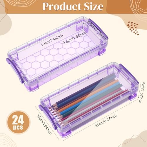 Gueevin 24 Pcs Pencil Box Clear Plastic Pencil Case, Dark - Image 2