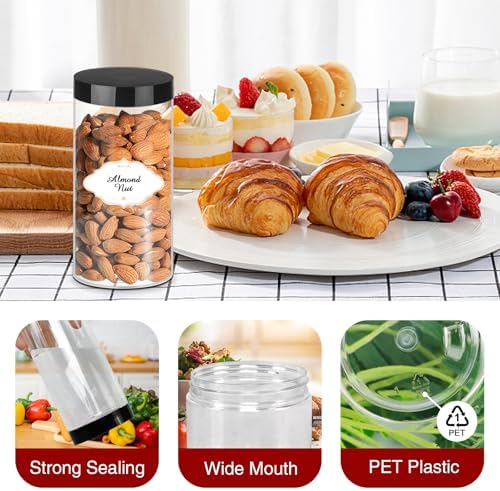 PeacePeo 16 OZ Plastic Jars with Lids, 24 Pack Clear Storage Containers - Image 3