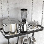 Hanging Pots and Pans Organizer Rack for Ceiling Wall Mount Grid Kitchen Pot Storage Shelves for Utensils, Cookware with 8 S Hooks (24.4 x 11.8 x 1.2 inches)- JACKCUBE DESIGN MK397B - Image 2