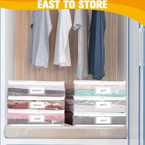 Plastic Storage Bags with Easy-Glide Zipper, Pack of 8, Durable Clear Vinyl Zippered Storage Bags for Clothes Sweaters Comforters Blankets Sheets Bedding (24 x 20 x 11 Inch, Transparent White) - Image 2