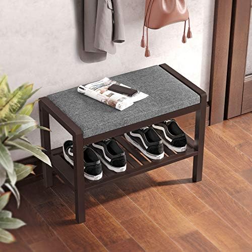 SONGMICS Shoe Rack Bench, Padded Seat, Storage Shelf, Holds Up to 350 lb - Image 4