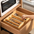 Double Bamboo Kitchen Drawer Organizer, Removable, Deep - Image 3