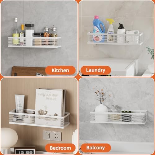 Spice Rack Wall Mounted, 4 Pack Pantry Door Organizer & Hanging Storage Baskets Organizer Wall Mount, Large Capacity Metal Spice Shelf for Kitchen Cabinet, Bathroom, Shower, Home Decor, Modern Design - Image 6