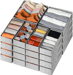 Criusia Drawer Organizer Clothes 24 Pack, Fabric Closet Organizers and Storage Bins for Underwear Sock, Odorless Dresser Drawer Dividers for Baby Nursery Organization (Grey) by Criusia