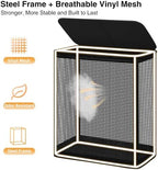 STO STO 2 Section Laundry Hamper with Lid, 140L Steel-Frame Double Laundry Hamper with Removable Washable Liner, Breathable Large Laundry Basket for Bedroom, Bathroom, Laundry Room, Dorm, Closet - Image 4
