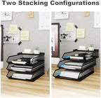 Natwind 3-Tier Stackable Metal Mesh Paper Organizer with Sliding Tray,Black - Image 4