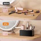YUNEASELF Hair Tool Organizer Acrylic: Hair Dryer Holder Wall Mount - Blow Dryer Holder Cabinet Door - Bathroom Countertop Organizer for Curling Iron Hot Styling Tools Flat Iron - Black - Image 6