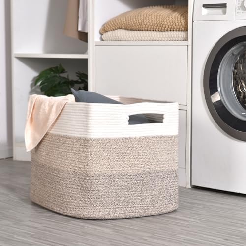 ICERZCZ Extra Large Blanket Basket for Living Room Gradient Brown 25x16x16 - Image 7
