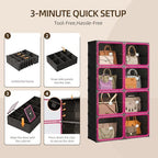 Purse Organizer for Closet, Handbag Storage, Black 4-Tier 8-Cubby - Image 5