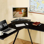 TEAMIX 26 inch Corner Monitor Stand Riser with Keyboard Storage, Black - Image 6