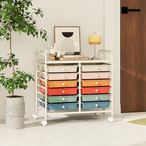 COSTWAY 12-Drawer Rolling Storage Cart, Utility Storage Organizer Cart - Image 2