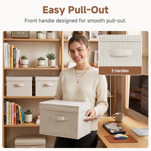 StorageWorks Fabric Storage Bins with Lids, Closet Storage Bins - Image 3