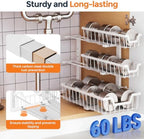 Under Sink Organizer, 2-Pack 3-Tier Height Adjustable Thickened Metal Pull out Cabinet Organizer Shelf, Slide out Storage Drawer Rack for Bathroom Kitchen Pantry Home Laundry Organization (White) - Image 4
