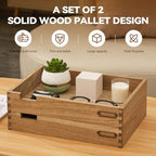 KIRIGEN Wood Paper Tray Set of 2, Stackable Inbox Trays for Desk, Brown - Image 2