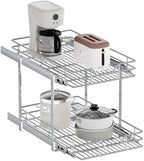 2-Tier Pull Out Cabinet Organizer, 16.5" W x 21.5" D, Heavy Duty Dual Slide Out Shelves for Base Cabinets, Chrome Wire Basket Drawer for Pantry, Kitchen & Bathroom Storage by Unknown