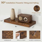 Dreamland Floating Shelves, Wall Mounted Shelves for Storage and Home Decor, Rustic Wood Shelves for Bathroom, Living Room, Bedroom and Kitchen, 16" x 6.7" Set of 2 - Image 3