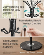 SONGMICS Freestanding Coat Rack, Marble Base, 18 Hooks, Umbrella Holder - Image 4