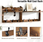 28" Coat Rack Wall Mount with Shelf with 7 Hooks 3 Key Hanger - Image 2