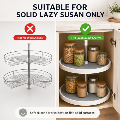 Lazy Susan Shelf Liner, Silicone Lazy Susan Liners for Kitchen Cabinet Turntables, Heat-Resistant, Non-Slip and Easy-to-Clean Round Mats, 2 Pack (Grey) - Image 5