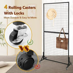 2 Packs 3' x 6' Grid Wall Panels Standing Wire Grid, Sturdy Display Rack with T-Base Wheels Freestanding Gridwall Panel Tower for Shows, Black - Image 6
