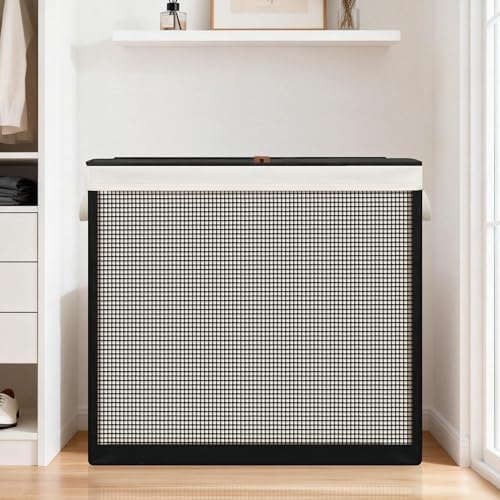 STO STO 3 Section Laundry Hamper with Lid, 180L Steel-Frame 3 Compartment Laundry Sorter with Removable Washable Liner, Breathable Large Laundry Basket for Bedroom, Bathroom, Laundry Room, Dorm - Image 2