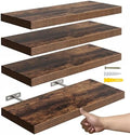 YUFLINX 16’’Rustic Brown Floating Shelves for Wall Set of 4,Rustic Wood Shelf for Room Decor/Storage/Display,Small Bookshelf,Wall Mounted Hanging Shelves for Bedroom, Bathroom, Living Room, Kitchen by Unknown