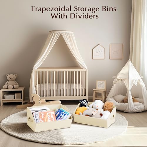 Homsorout Closet Organizers and Storage Bins - 4 Pack Collapsible Divided Trapezoidal Cube Storage Bins Baskets For Organizing Clothes Blankets,Toys, Books, Towels(Beige) - Image 6