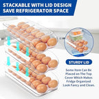 MesRosa Egg Holder for Fridge, Automatic Rolling Egg Organizer -3 Layer - Image 4