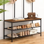 HOOBRO Hall Tree with Bench, Entryway Bench with Coat Rack, Mud Room Rack with 12 Double Hooks and Shoe Storage, Coat Tree, Shoe Rack Organizer, for Foyer, Front Door, Rustic Brown BF05MT01 - Image 6