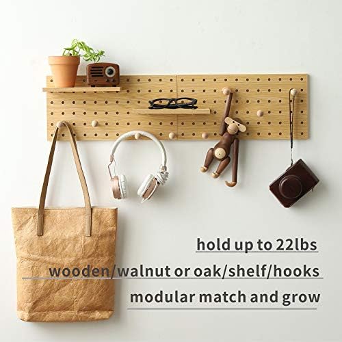 Wooden Pegboard Modular Display Organization Storage Wall Hooks Shelf(Color:Oak) - Image 6