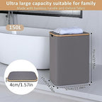 IEGrow Laundry Hamper with Lid,150L Laundry Basket with 2 Mesh Bags,Grey - Image 2