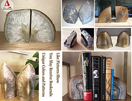Agate Geode Bookends Heavy Duty Natural Crystal Stone Book Holders Decor - Image 7