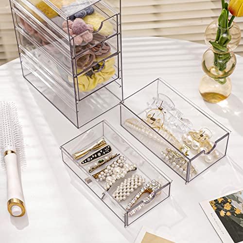 FABROK Clear Hair Accessory Organizer Box with 5 Drawers, Plastic - Image 2