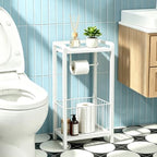Freestanding Toilet Paper Holder with Storage Shelf, Stand for Tight Spaces - Image 5