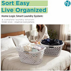 Home Logic 1.75 Bushel Plastic Laundry Basket with Hip Grip, Large Laundry Hamper with Handles, Ventilated Clothes Organizer for Bedroom Bathroom Closet, 2 Pack, White - Image 7