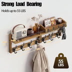 29” Coat Rack Wall Mount with Shelf, Coat and Key Hanger with Metal Hooks - Image 2