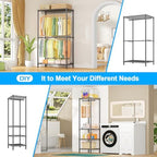 Ulif E10 Clothes Rack（With Stretchable Hanger Rod）Freestanding Clothing Racks for Hanging Clothes，Adjustable Closet Organizer System，Portable Garment Rack 73-97" W x 15" D x 72" H，Max Load 800LBS，Grey - Image 6