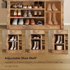 Aiho Entryway Hall Tree with Bench and Storage, Rustic Brown - Image 6