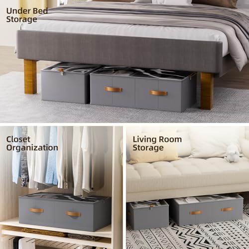 4 Pack Under Bed Storage Bins,10 Inch Tall, Light Gray, 31.5x15.8x10 inch - Image 5
