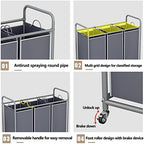 LINZINAR 3 Section Laundry Hamper, Grey Laundry Basket, 135L Laundry Sorter - Image 4