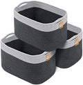 CHAT BLANC Cotton Rope Baskets for Organizing I Storage Baskets for Shelves | Rope Basket for Storage, Small Laundry Baskets, Woven Baskets for Storage, Dog Toy Bin, Baby Basket, Gray & Graphite 3Pack by CHATBLANC