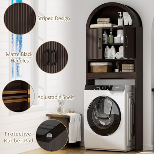 Spurgehom Arch Over The Toilet Storage Cabinet,Bathroom Organizer, Coffee - Image 4