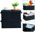 HOONEX Linen Foldable Storage Bins with Lids, 2 Pack, Storage Boxes with Carrying Handles and Sturdy Heavy Cardboard, 16.5" L x 11.8" W x 7.5" H for Shoes, Books, Clothes, Nursery, Dark Grey - Image 2