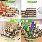 2 Pack Spice Rack Organizer for Cabinet, 4 Tier Black (S&L) Seasoning Organizer Rack for Inside Cabinets, Countertop, Pantry Storage - Image 6