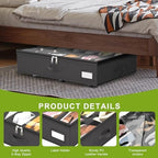 homyfort Under Bed Shoe Storage with Wheels, Fits 24 Pairs, Rolling Shoe Organizer with Bottom Support & Clear Lids, Sturdy Under Bed Storage Box for Shoes, Set of 2, Black - Image 5