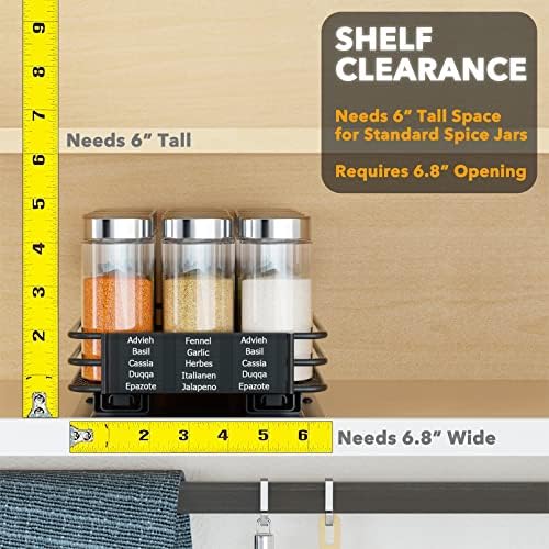 SpaceAid Pull Out Spice Rack Organizer for Cabinet, Heavy Duty Slide Out Seasoning Kitchen Organizer, Cabinet Organizer, with Labels and Chalk Marker, 6.5" W x10.75 D x2.5 H, 1 Drawer 1-Tier - Image 4