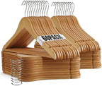 Wooden Hangers - 60 Pack - Clothes Hanger for Daily Used,Heavy Duty Wood Hangers with Precisely Cut Notches,Coat Hanger for Closet, Clothes Hangers for Shirt Suit Dress (Natural) by Uinicor