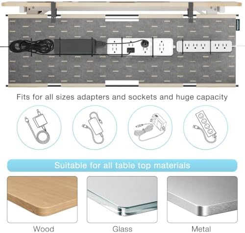 No Drill Under Desk Cable Management Tray, 30" Felt Cord Organizer - Image 2