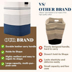 Laundry Hamper, 85L Tall Laundry Basket with Leather Handles, Rectangle Large Clothes Hamper for Organizing, Cotton Woven Laundry Baskets Storage Hampers for Bedroom, Nursery, Living Room - Image 4